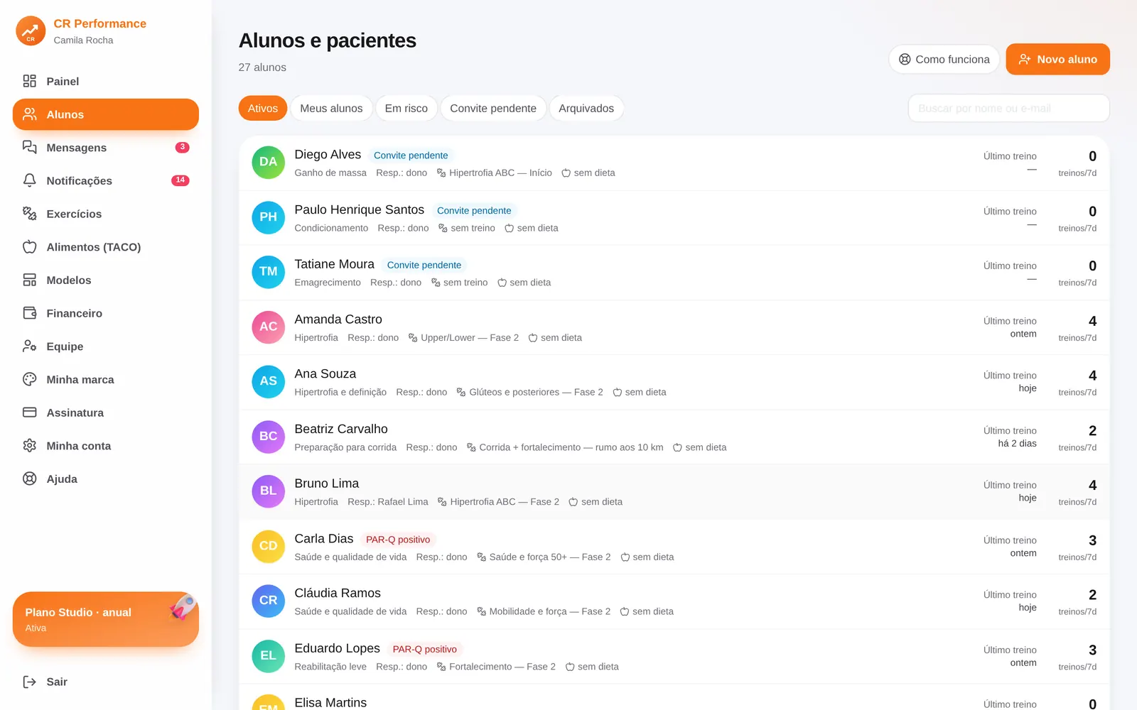 Tela do passo 2: Convide o aluno pelo WhatsApp